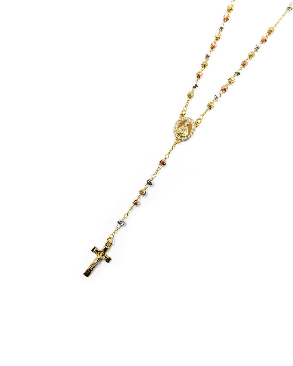 Rosario Tres Colores virgen de Juquila - Oro Laminado M4