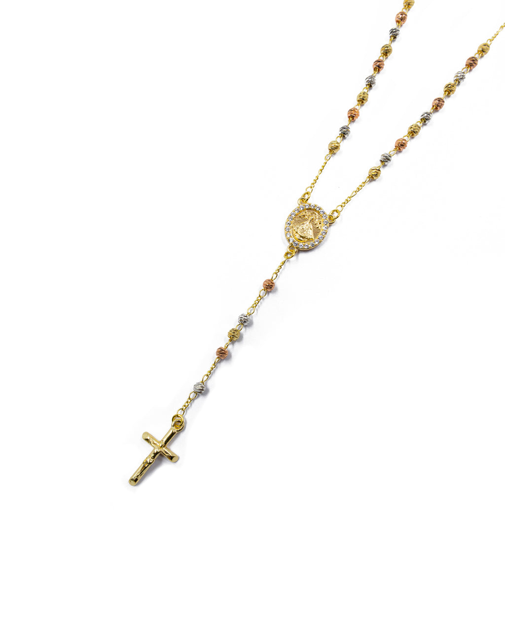 Rosario Tres Colores virgen de Juquila - Oro Laminado M8