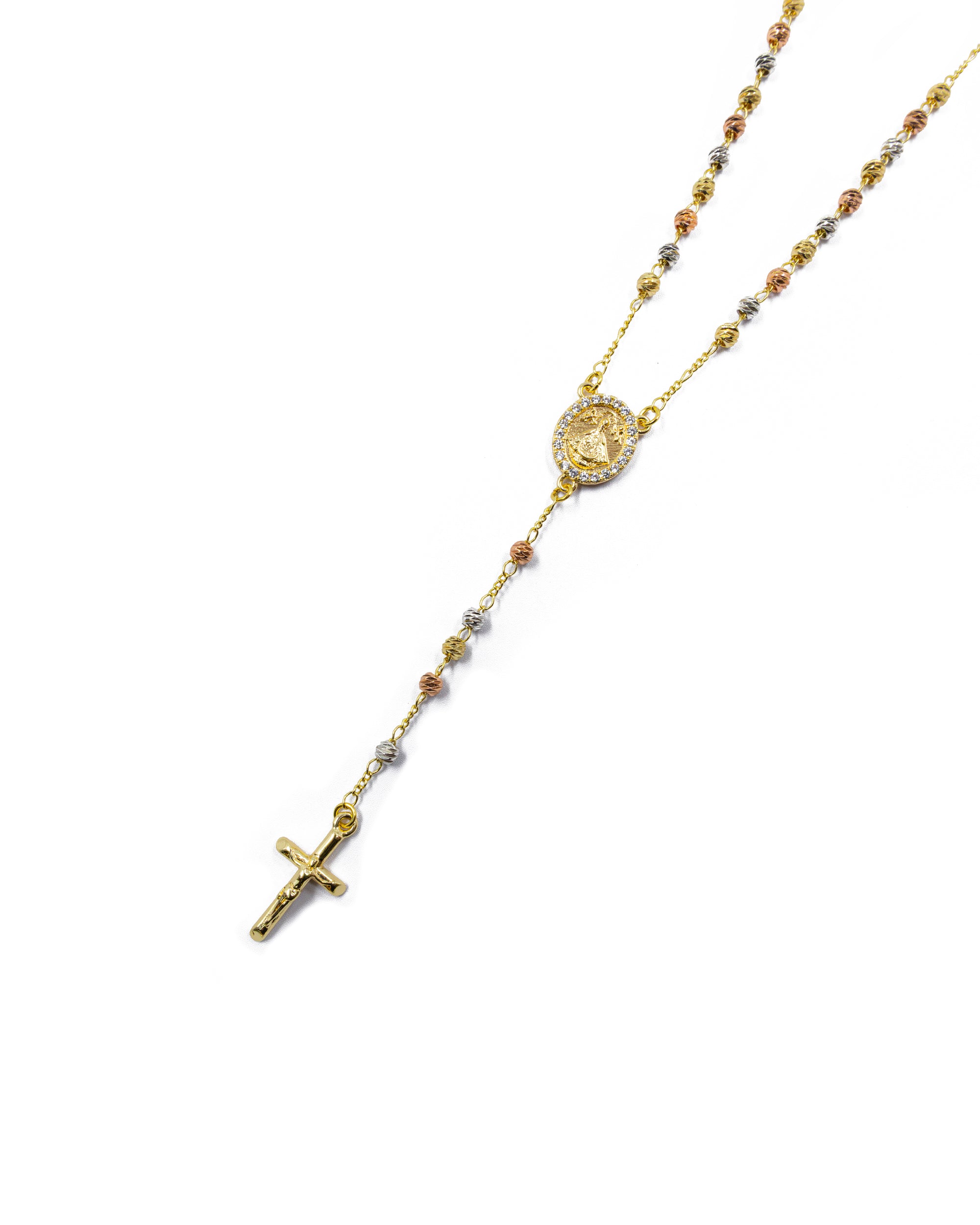 Rosario Tres Colores virgen de Juquila - Oro Laminado M8