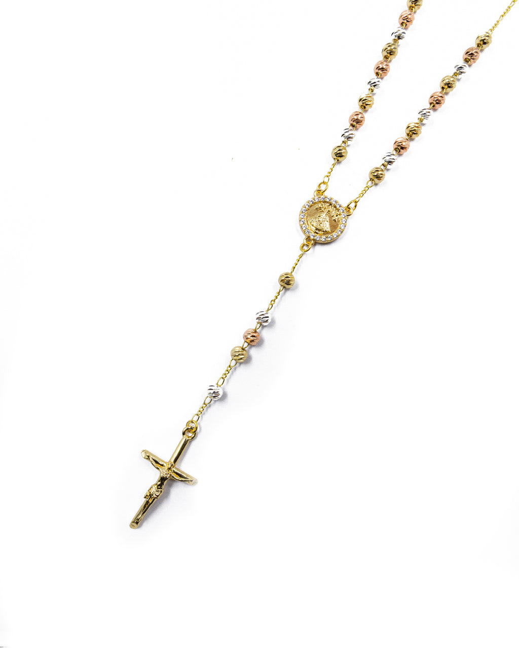 Rosario Tres Colores virgen de Juquila - Oro Laminado M11