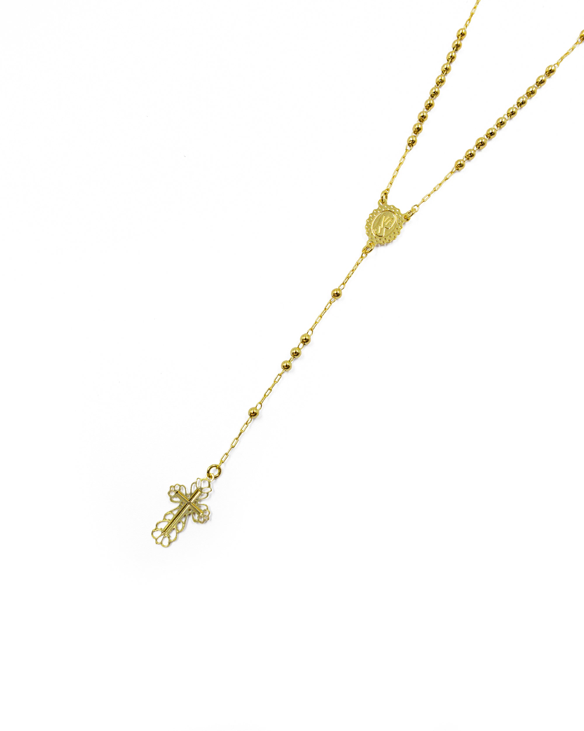 Rosario Dorado de la virgen 45 cm de largo - M11 Oro laminado