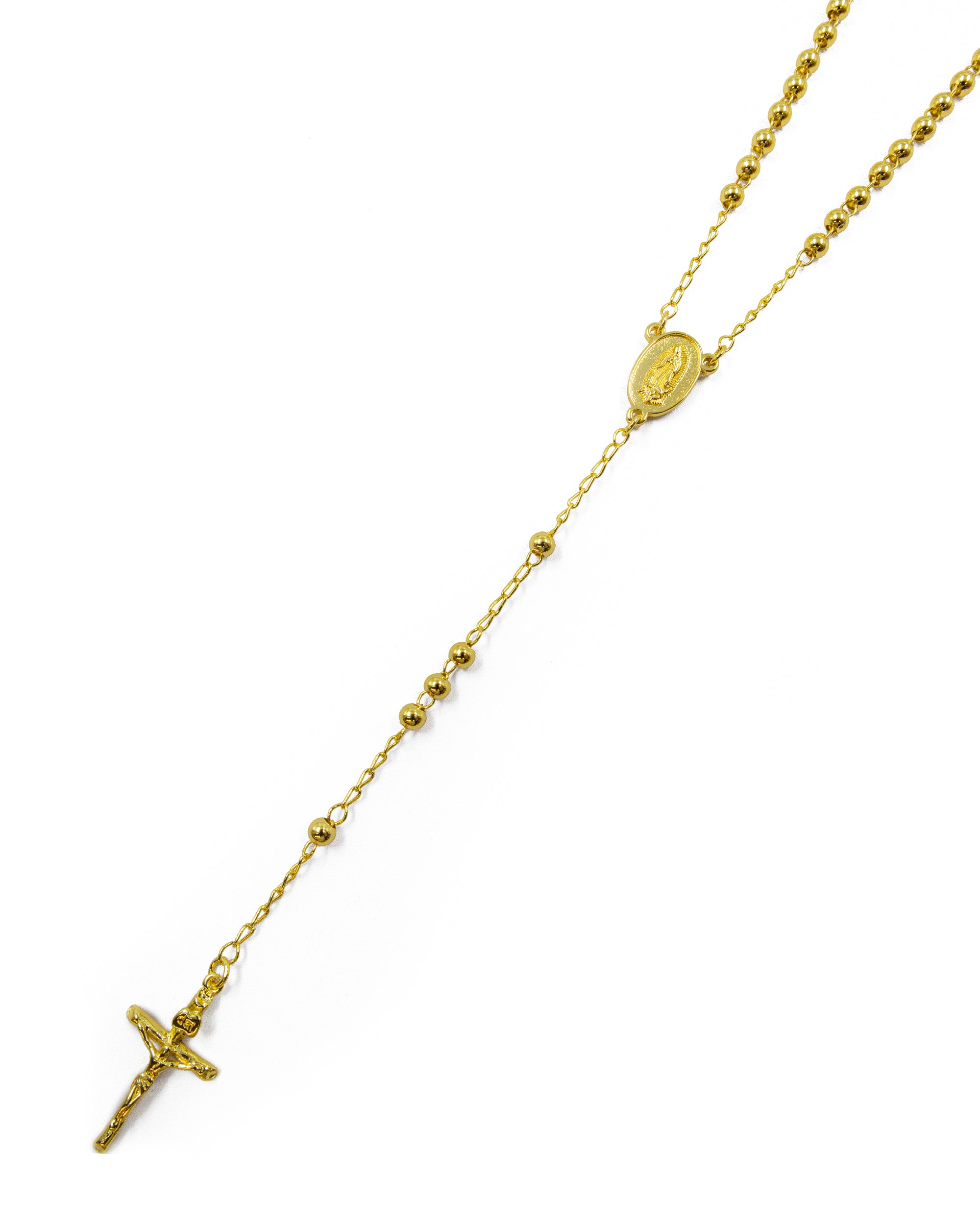 Rosario Dorado de la virgen de guadalupe 60 cm de largo - M16 Oro laminado