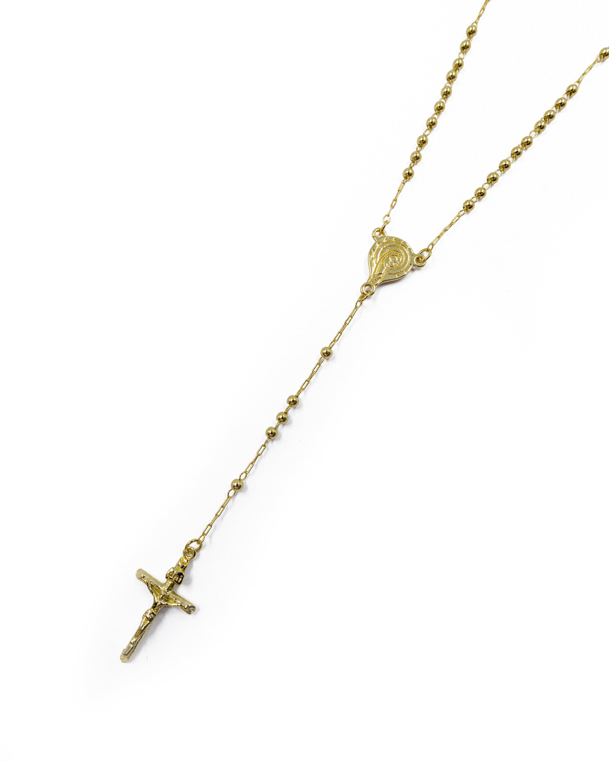 Rosario Dorado de la virgen 45 cm de largo - M3 Oro laminado