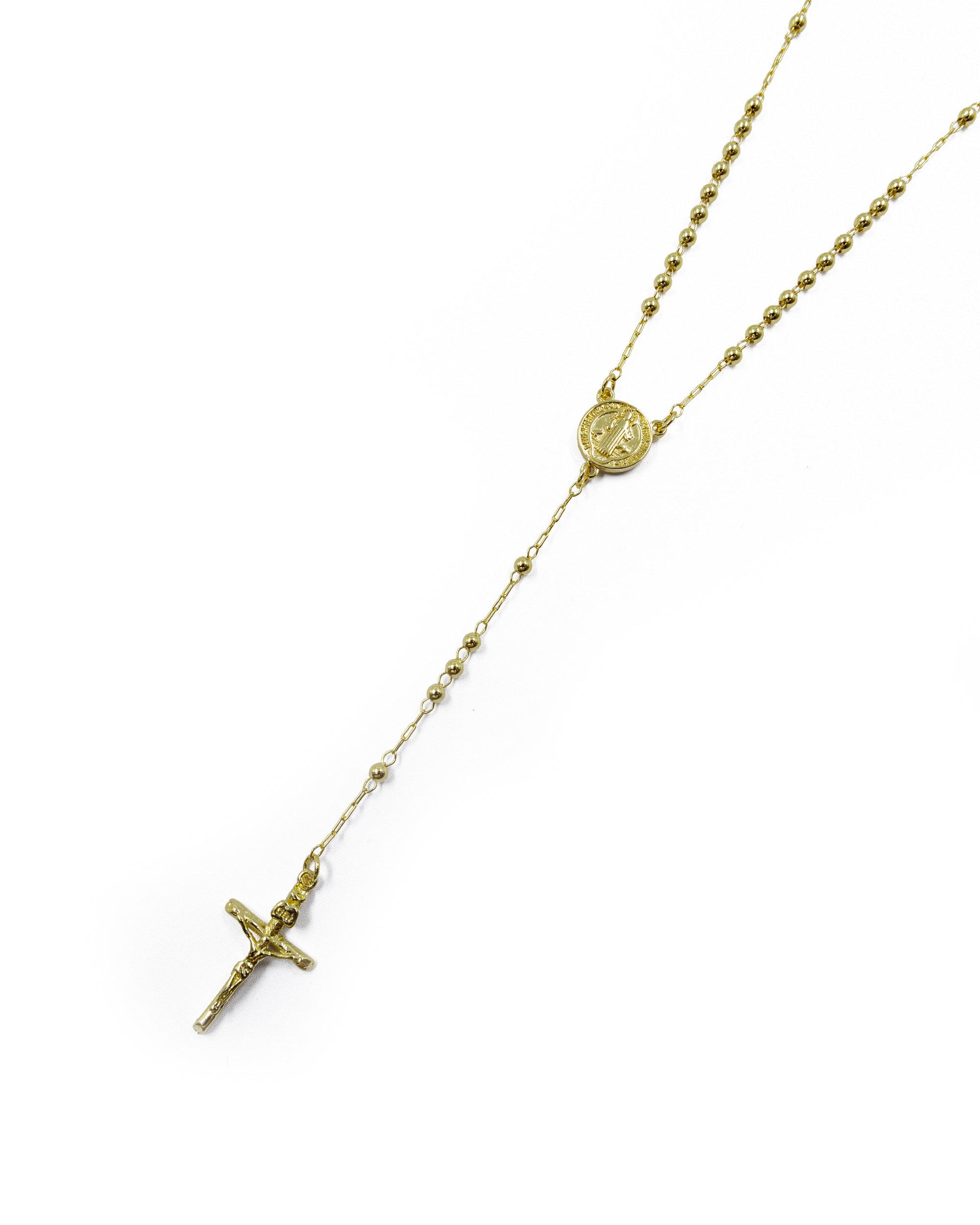 Rosario Dorado de San benito 45 cm de largo - M4 Oro laminado