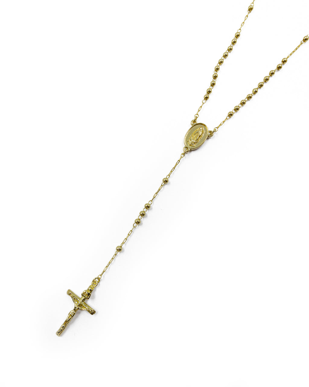 Rosario Dorado de la virgen de guadalupe 45 cm de largo - M5 Oro laminado