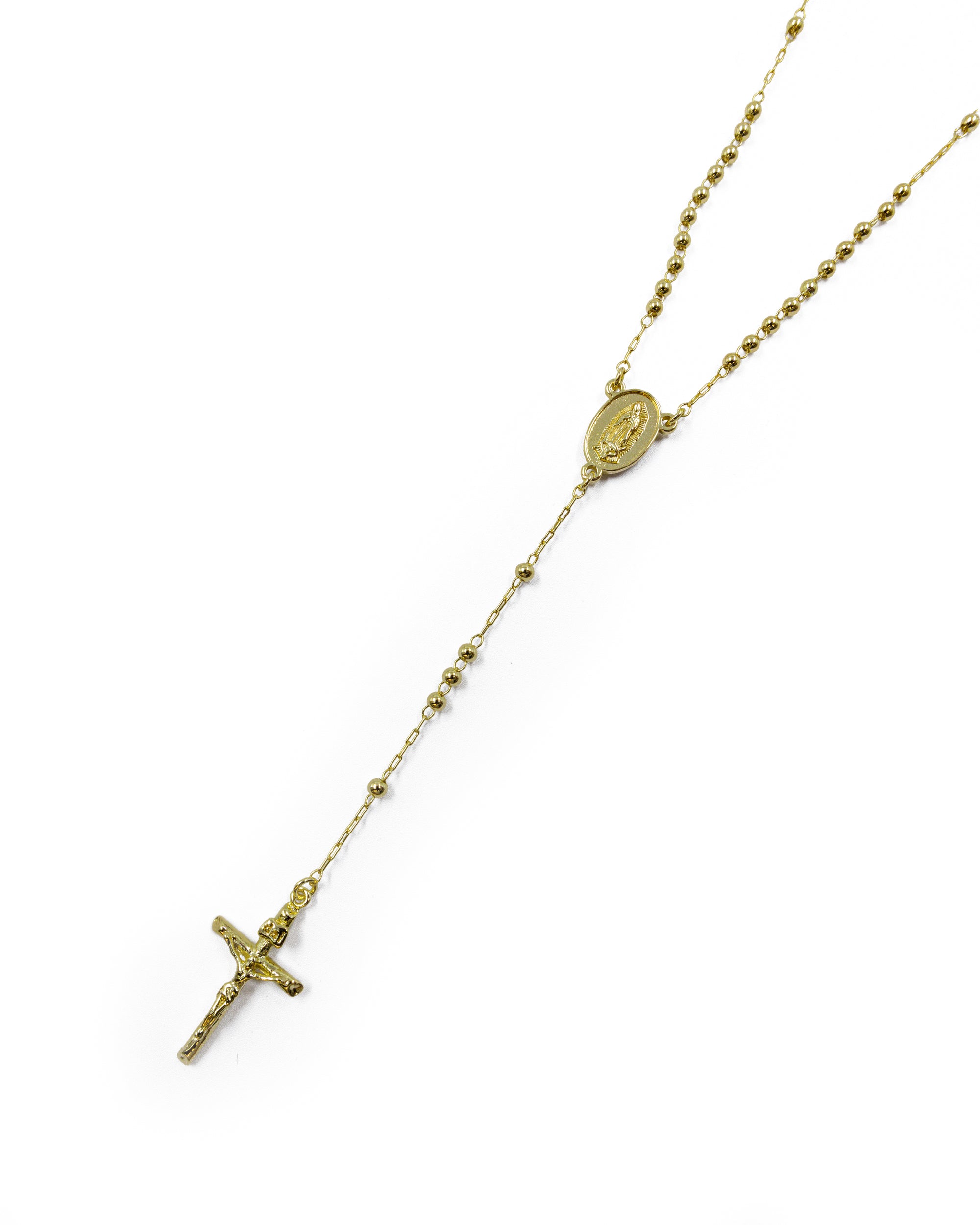 Rosario Dorado de la virgen de guadalupe 45 cm de largo - M5 Oro laminado
