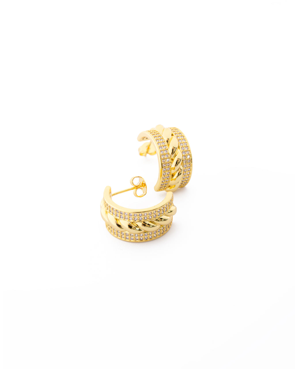 Aretes Dorados con piedras M1 Oro Laminado