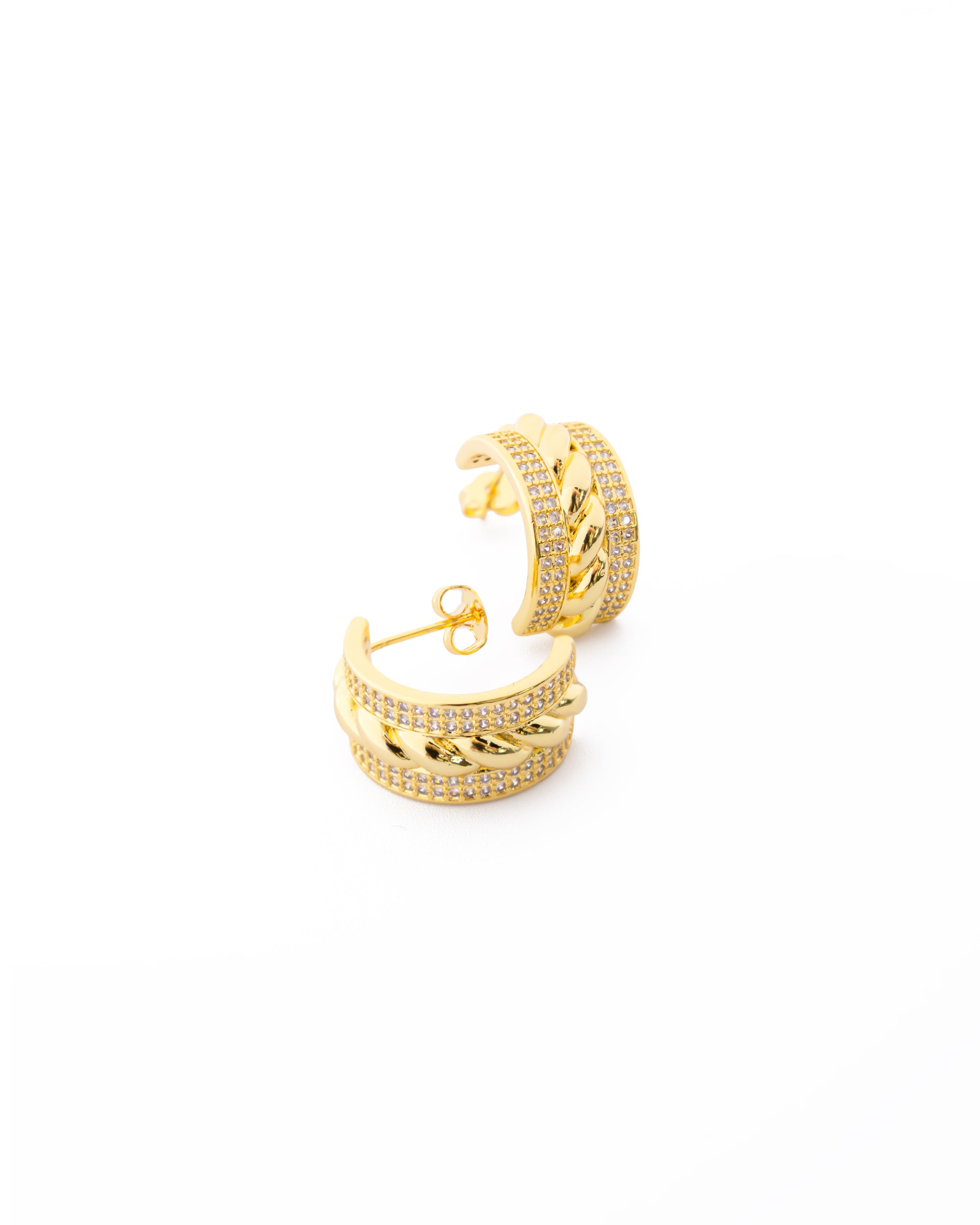 Aretes Dorados con piedras M1 Oro Laminado