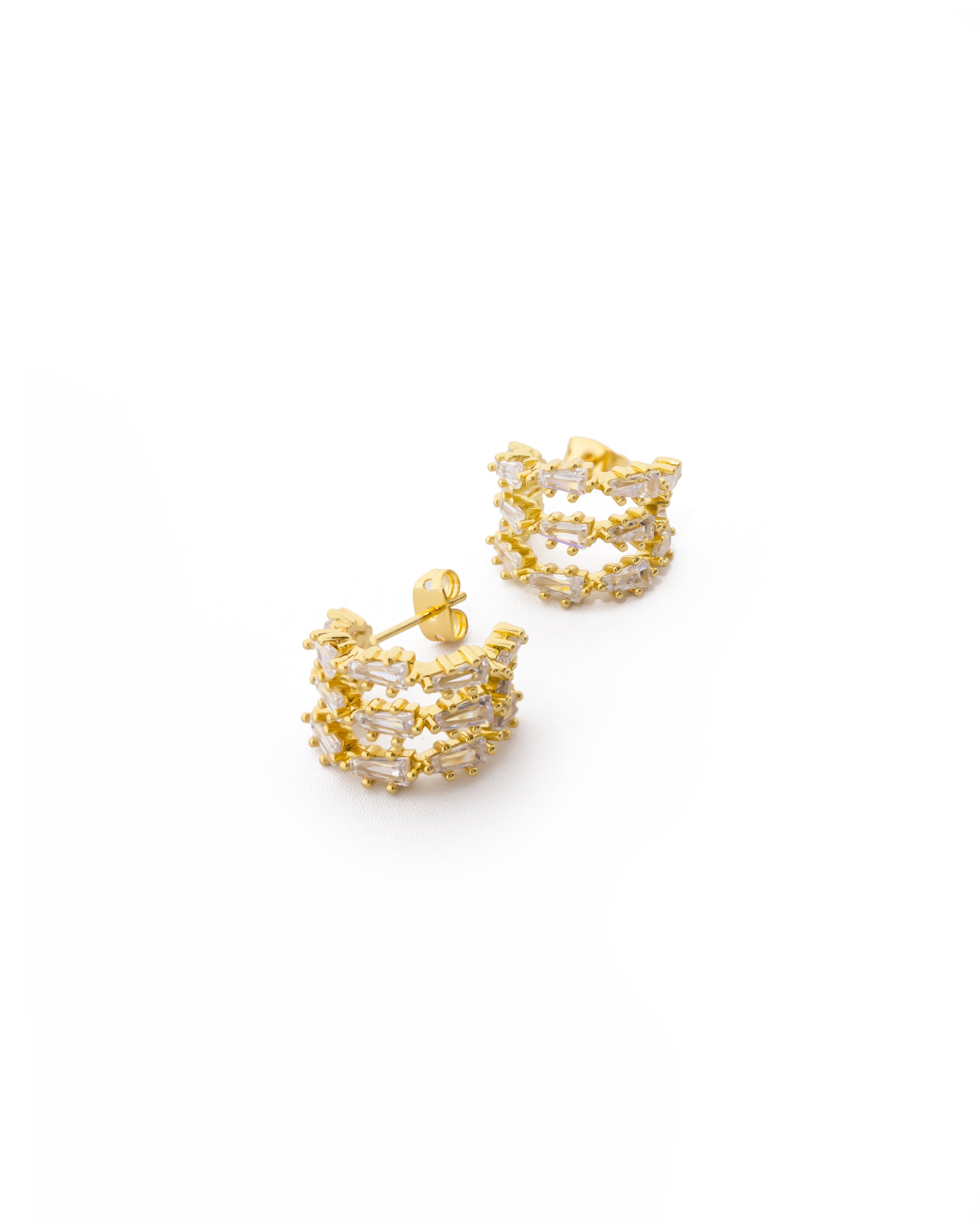 Aretes Dorados con piedras M1 Oro Laminado