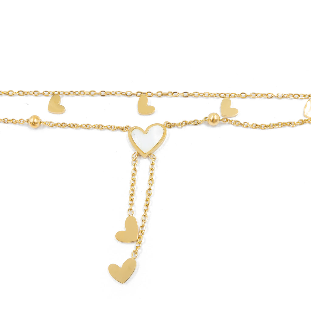 Tobillera Dorada con Dije de Corazón M4 Oro Laminado