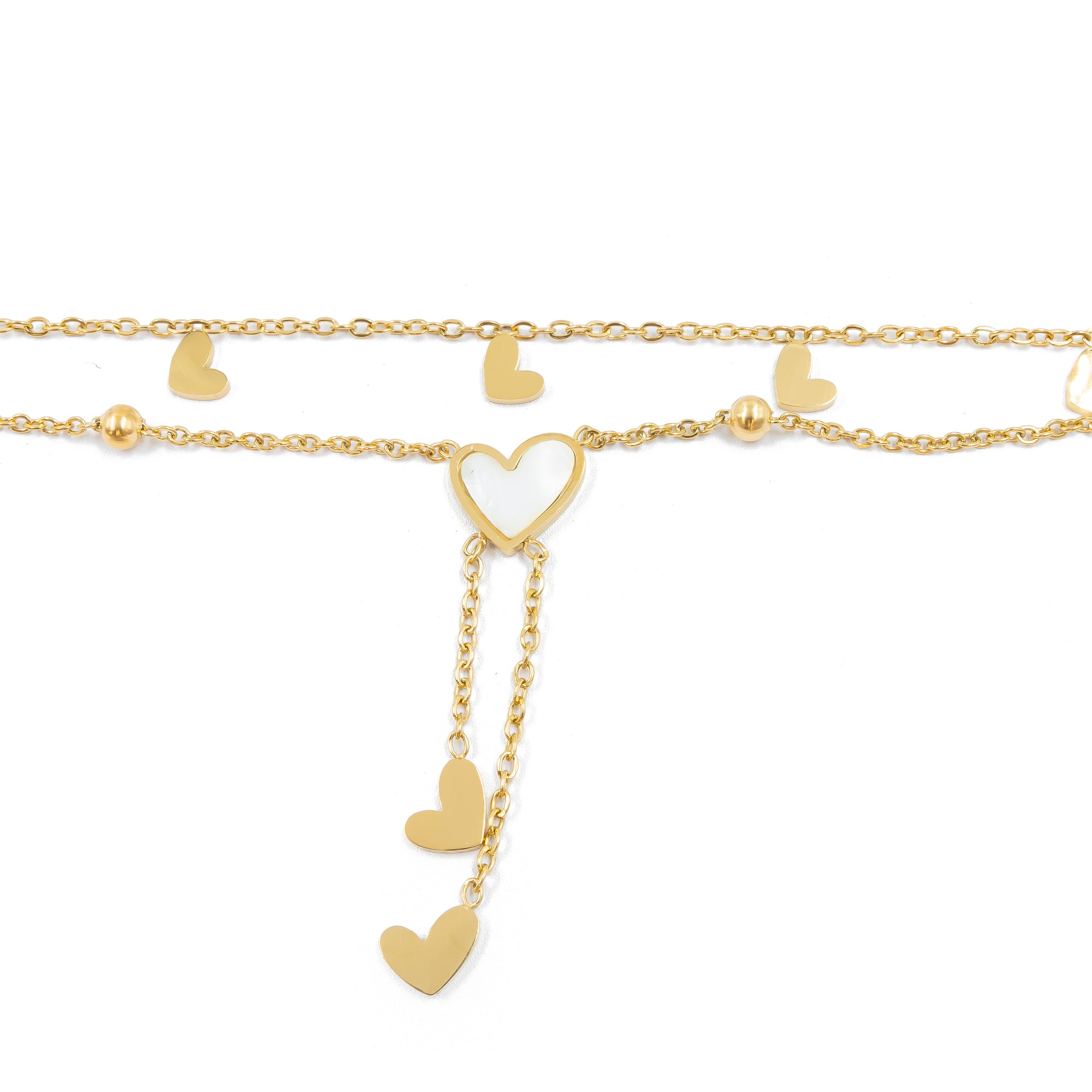 Tobillera Dorada con Dije de Corazón M4 Oro Laminado