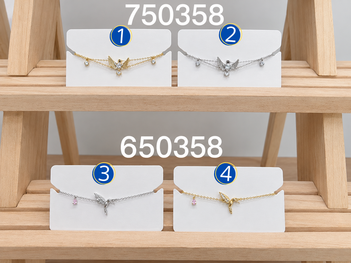 [10/OCT/26] Pulseras Doradas y Plateadas con dije de colibri M2 Oro Laminado