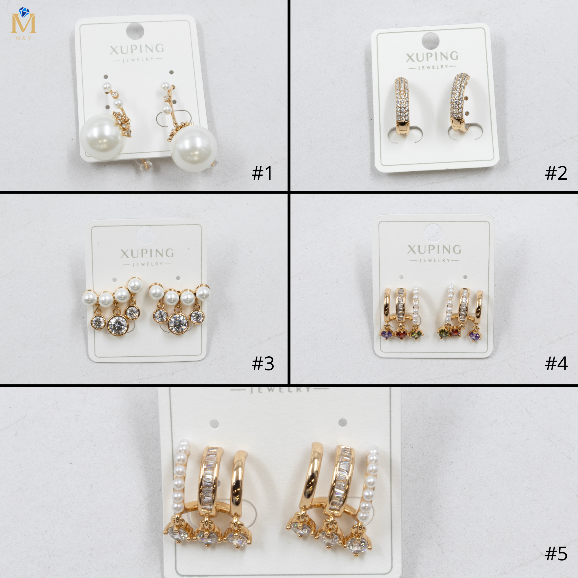 Aretes Dorados con Piedras Xuping M4 Oro Laminado