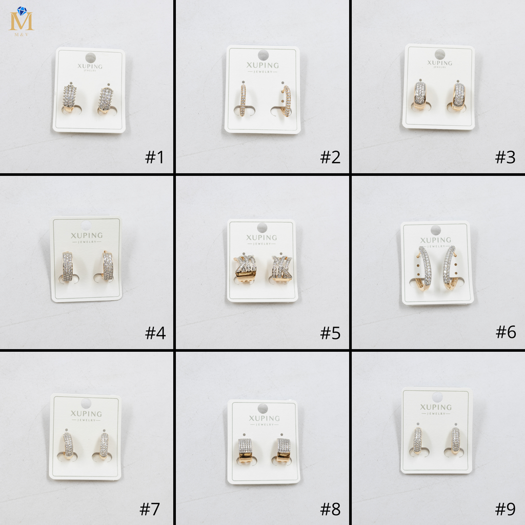 Aretes Dorados con Piedras Xuping M3 Oro Laminado
