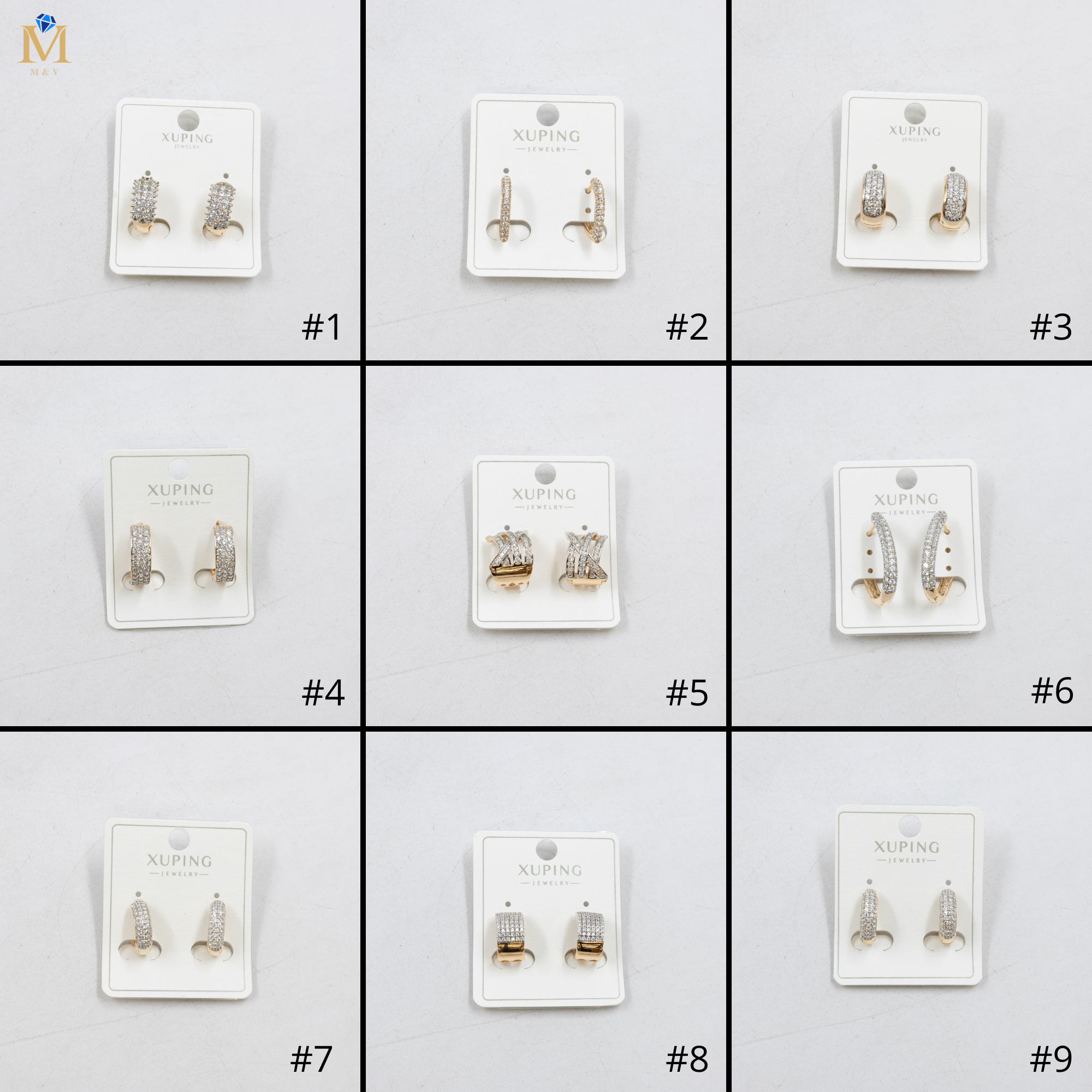 Aretes Dorados con Piedras Xuping M3 Oro Laminado
