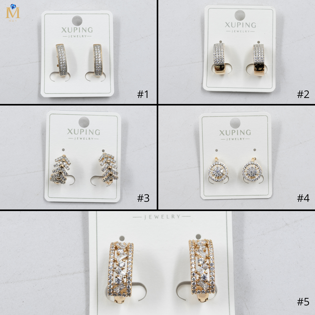 Aretes Dorados con Piedras Xuping M6 Oro Laminado