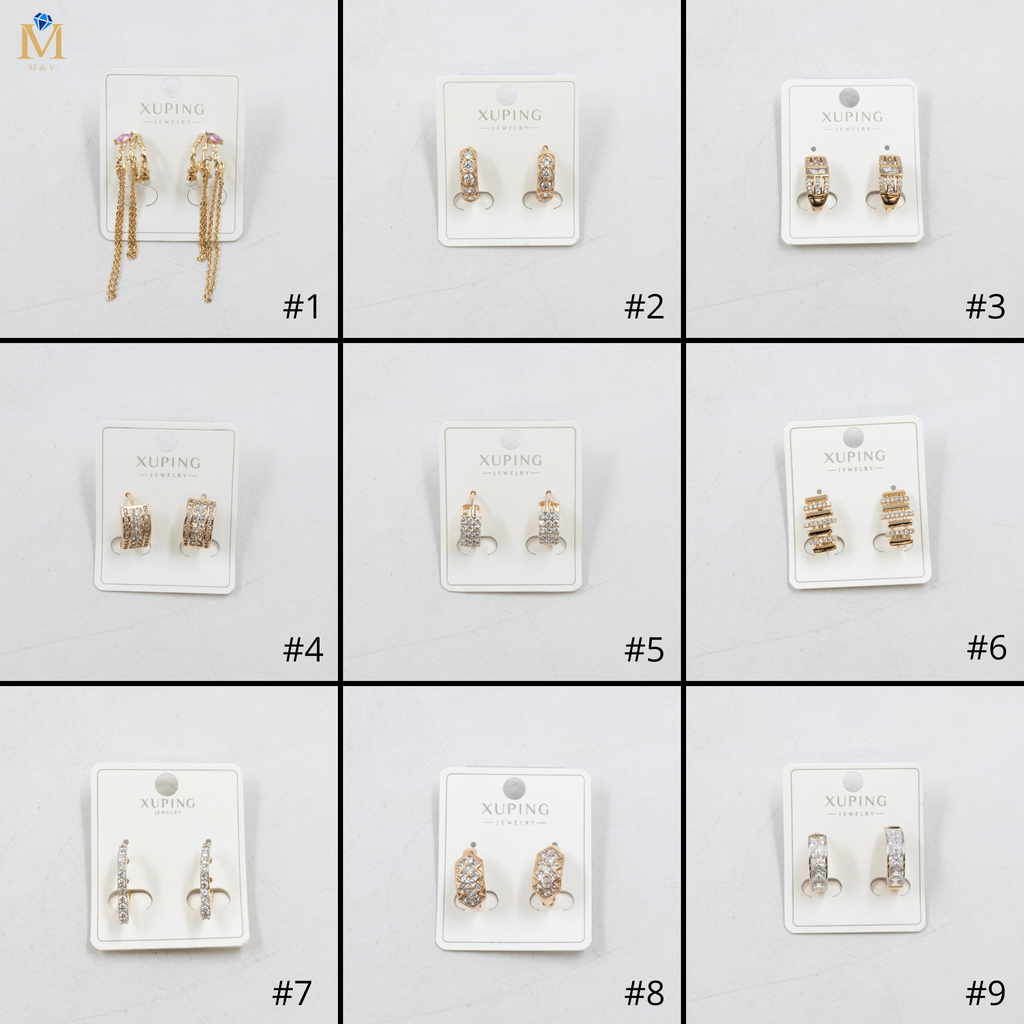 Aretes Dorados con Piedras Xuping M1 Oro Laminado