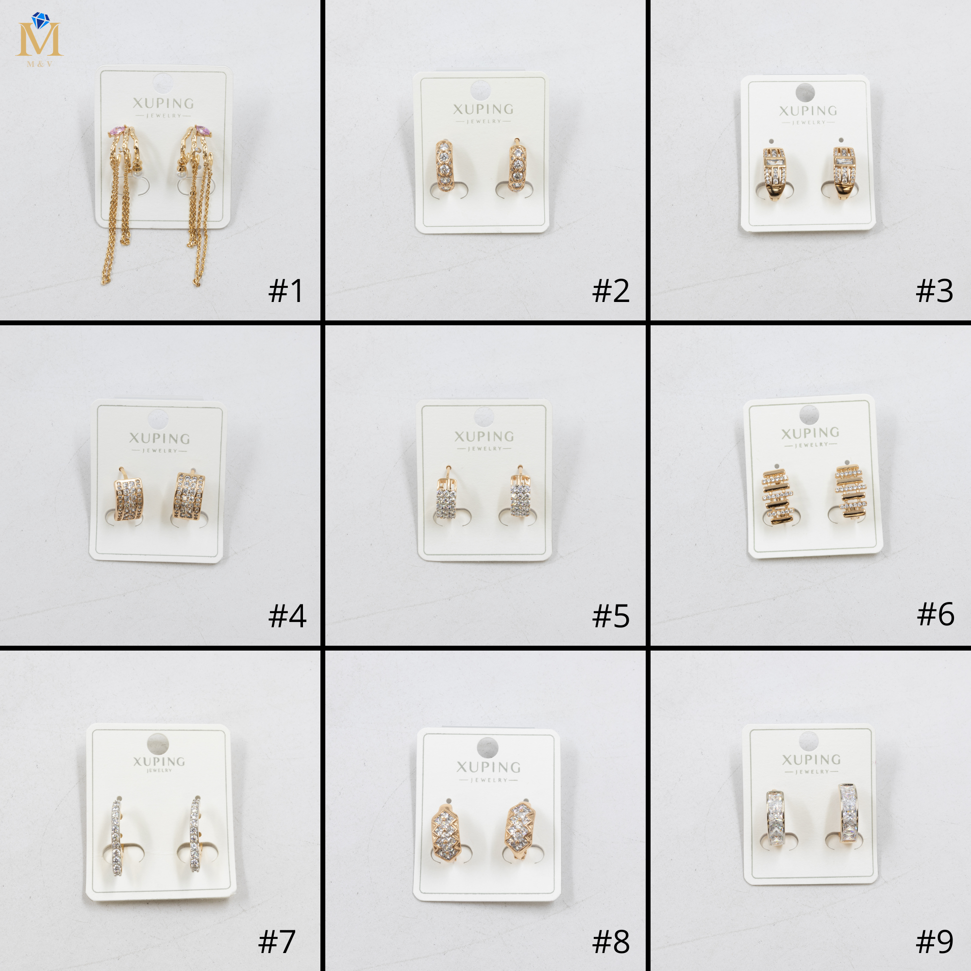 Aretes Dorados con Piedras Xuping M1 Oro Laminado
