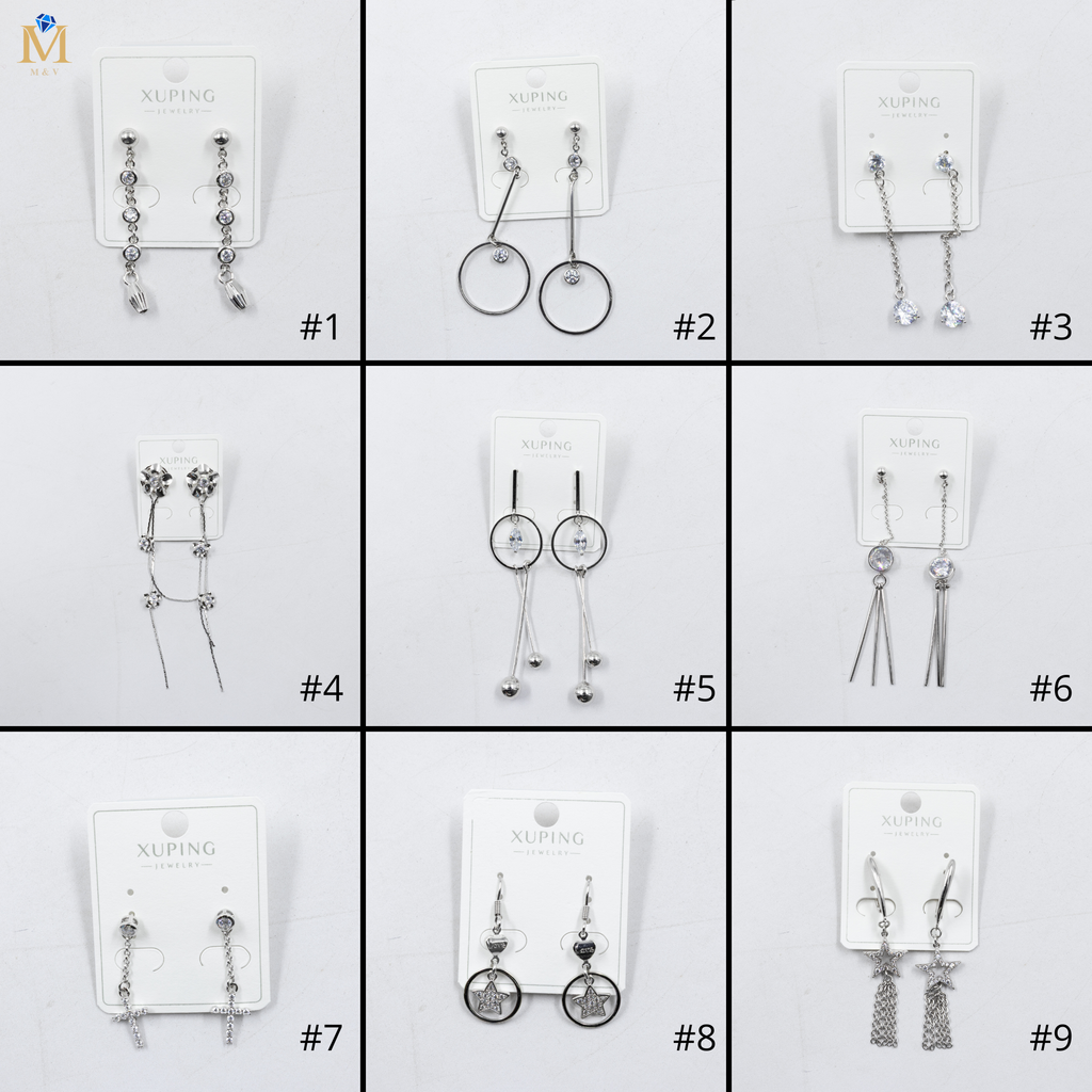 Aretes Plateados con Piedras Xuping M7 Oro Laminado