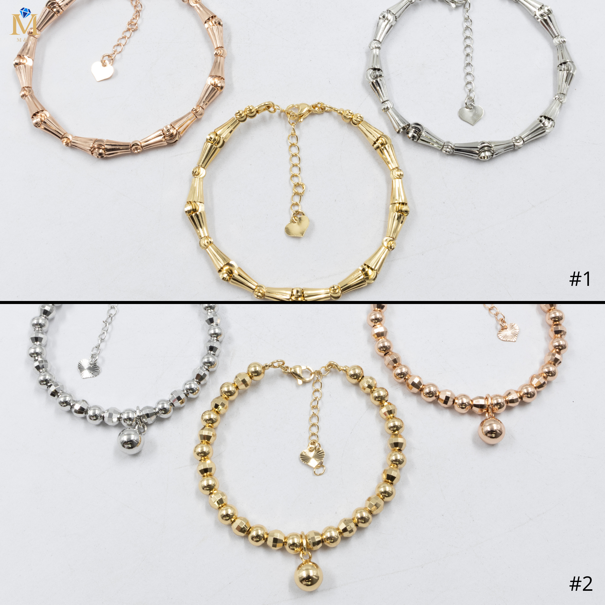 Pulseras Ajustable de tres colores  M3 Oro Laminado