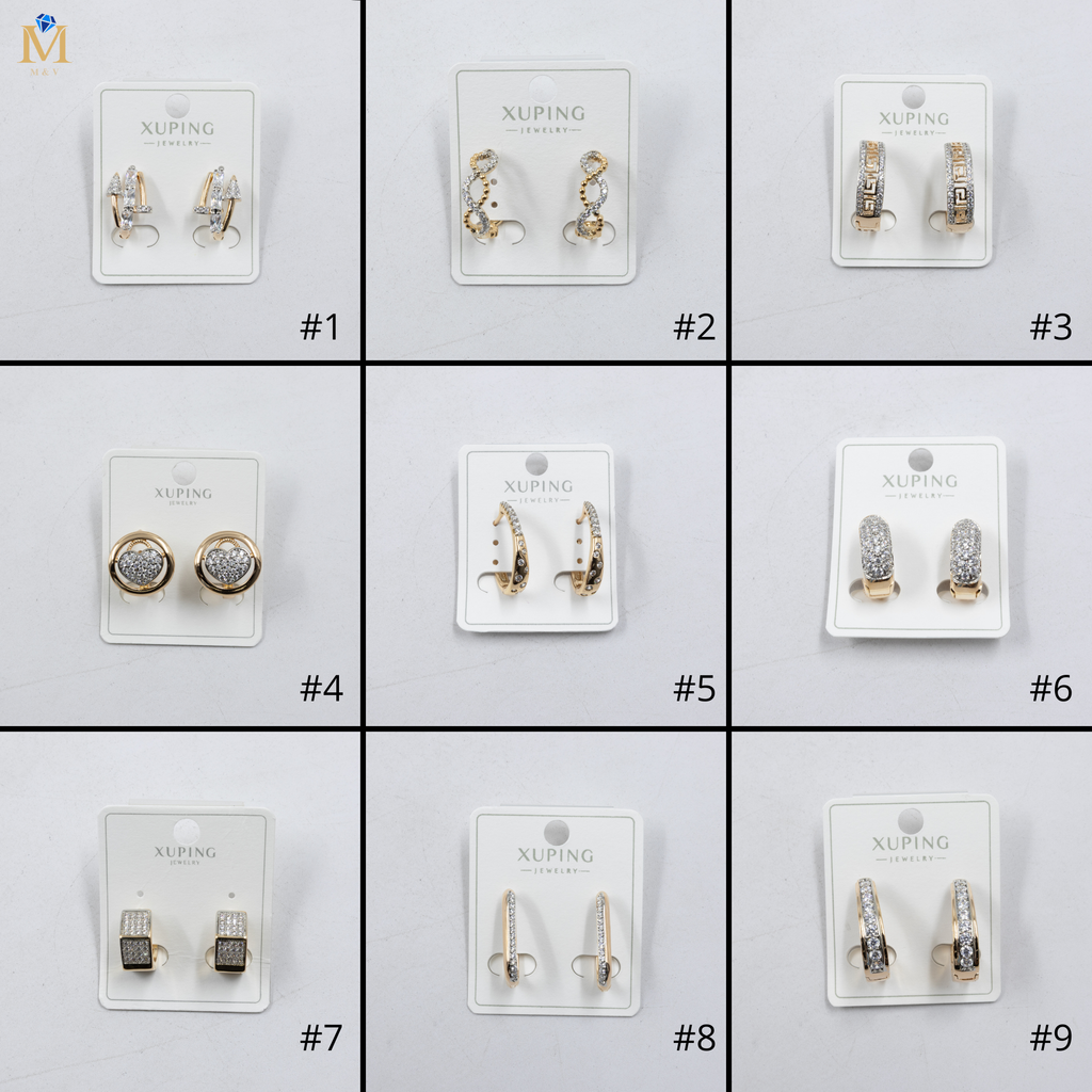 Aretes Dorados con Piedras Xuping M5 Oro Laminado