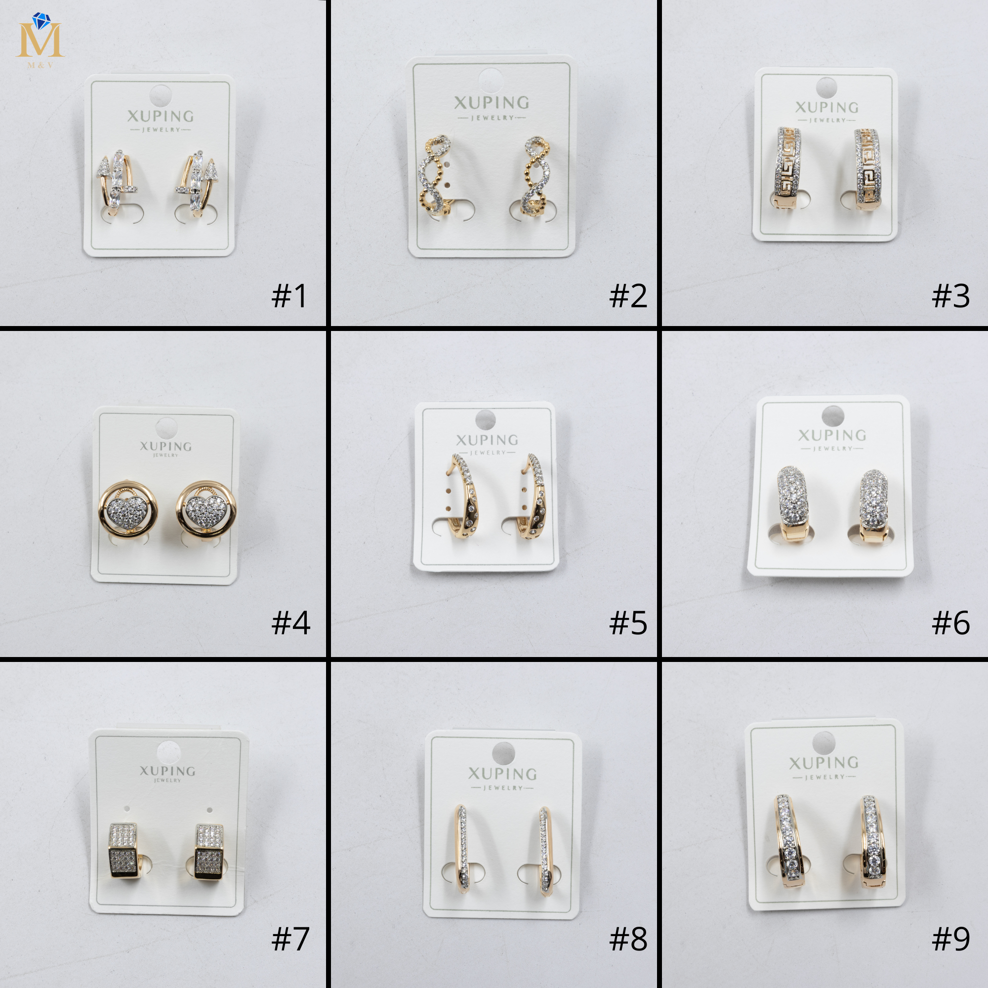 Aretes Dorados con Piedras Xuping M5 Oro Laminado