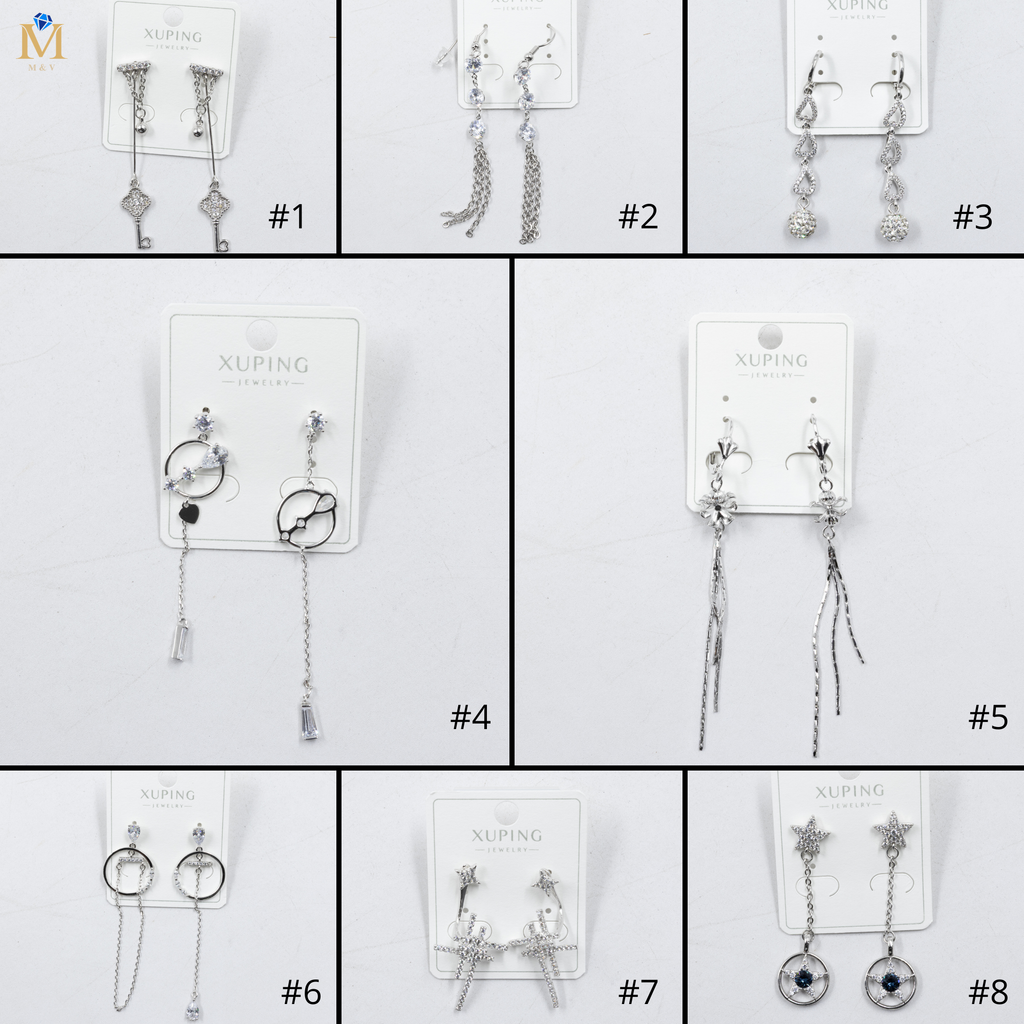 Aretes Plateados con Piedras Xuping M8 Oro Laminado