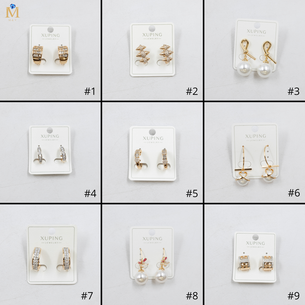 Aretes Dorados con Piedras Xuping M2 Oro Laminado