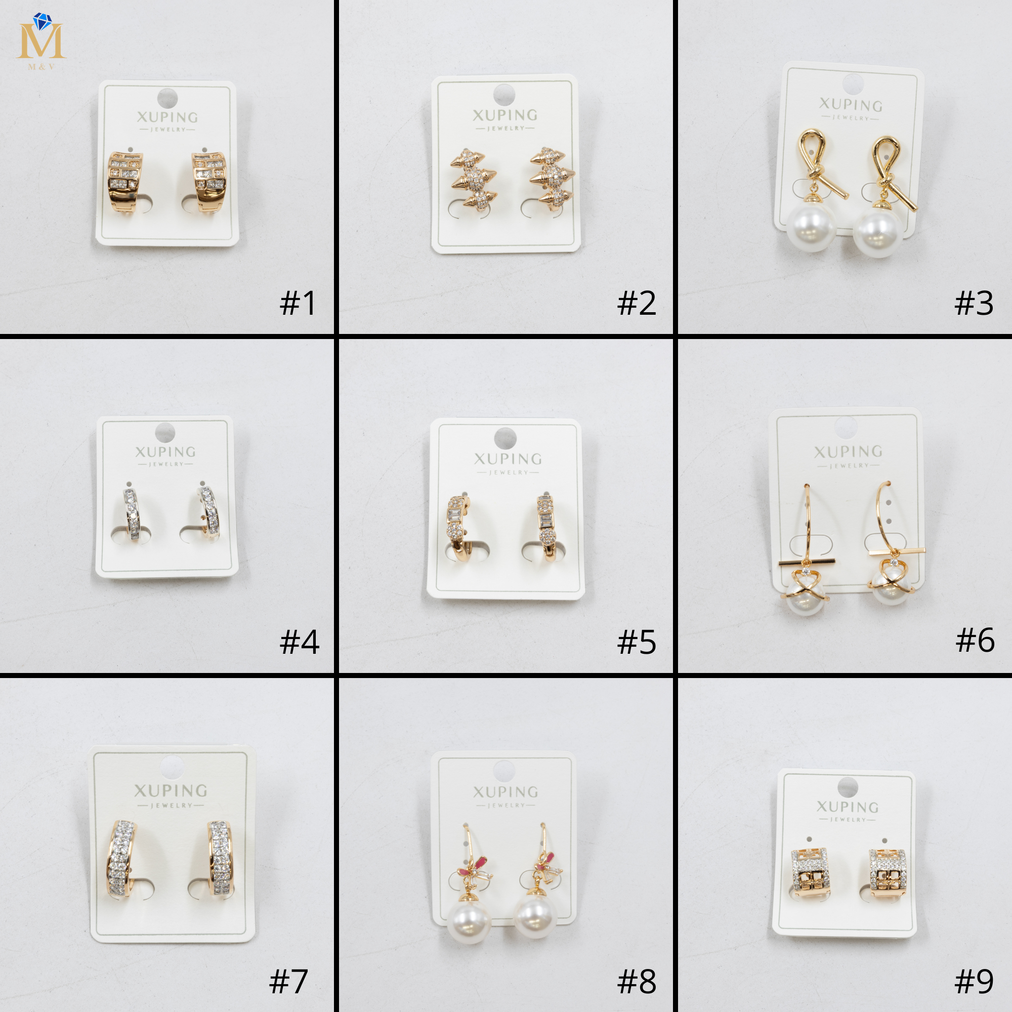 Aretes Dorados con Piedras Xuping M2 Oro Laminado