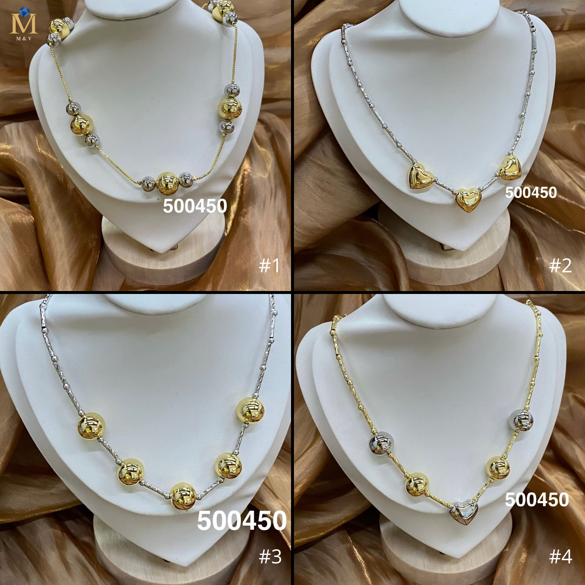 Collares Dorados de Cuentas M1 Oro Laminado