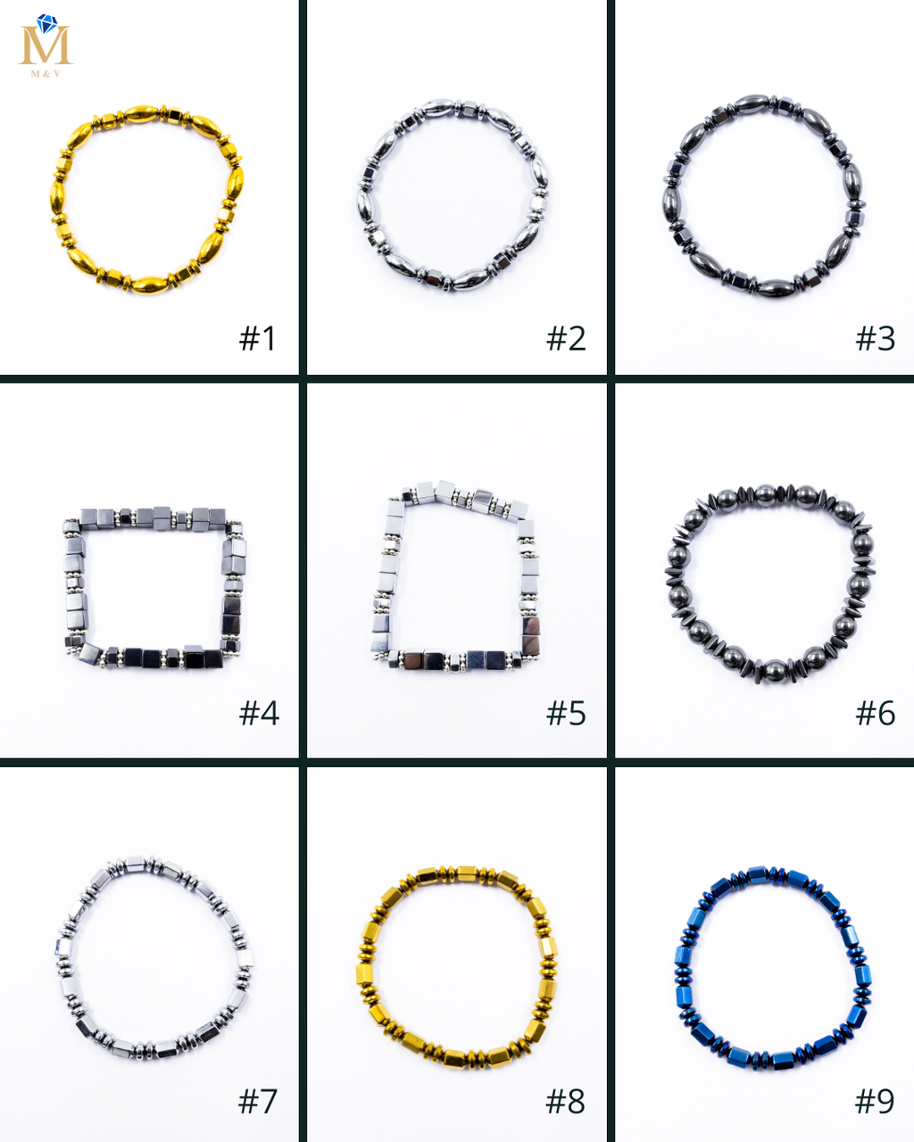 Pulseras brillantes con cuentas - M2 Oro Laminado