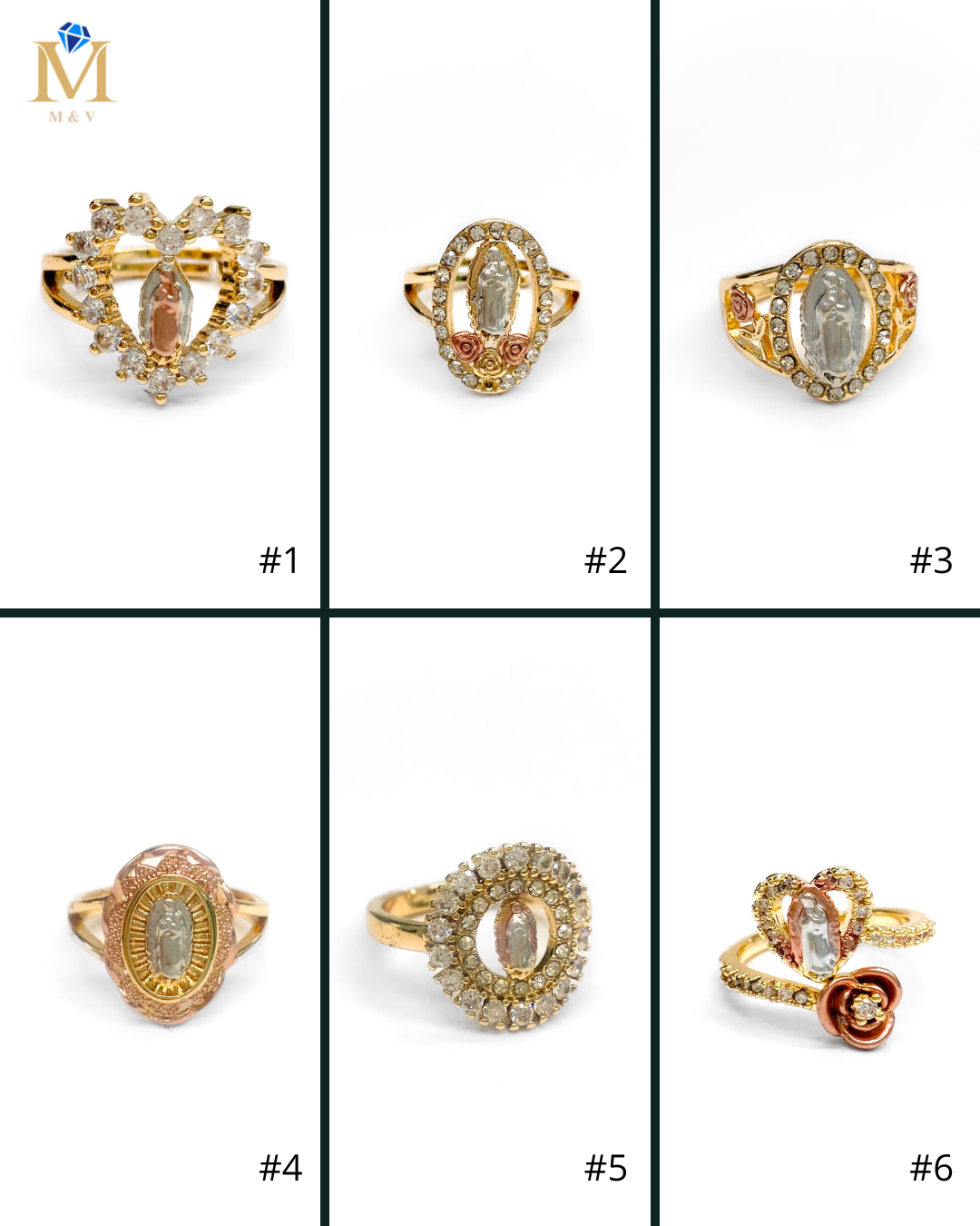 Anillo Religioso Ajustable M3 Oro Laminado