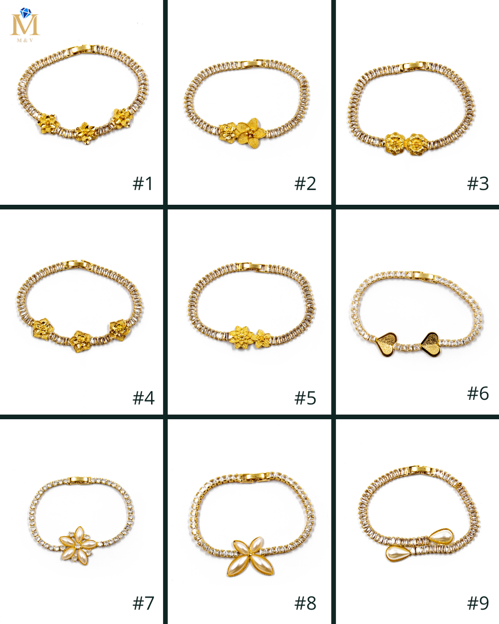 Pulsera dorada de piedras con piedra - M1 Oro Laminado