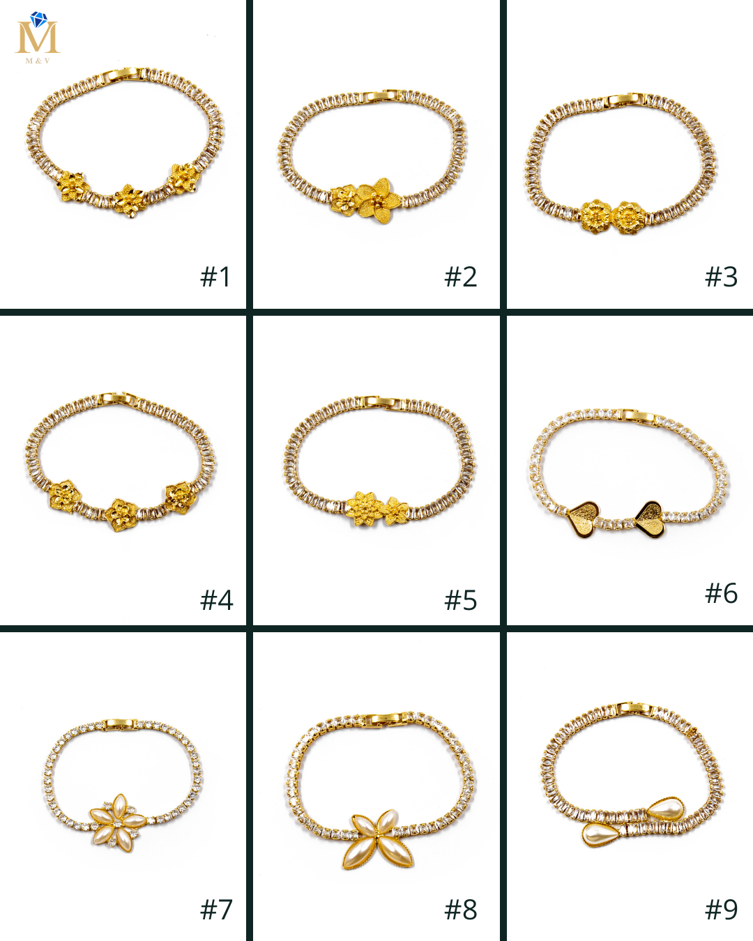Pulsera dorada de piedras con piedra - M1 Oro Laminado