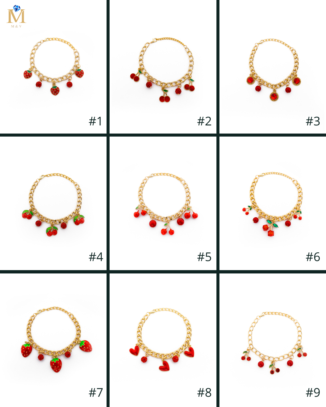PULSERA DE CEREZA M5 ORO LAMINADO