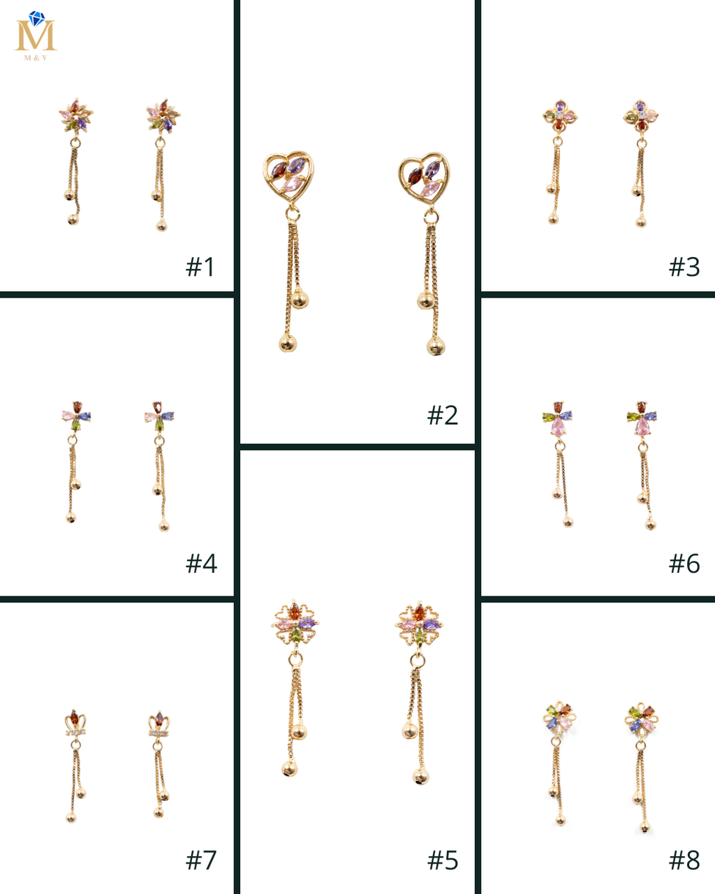 Aretes Dorados Largos M2 Oro Laminado