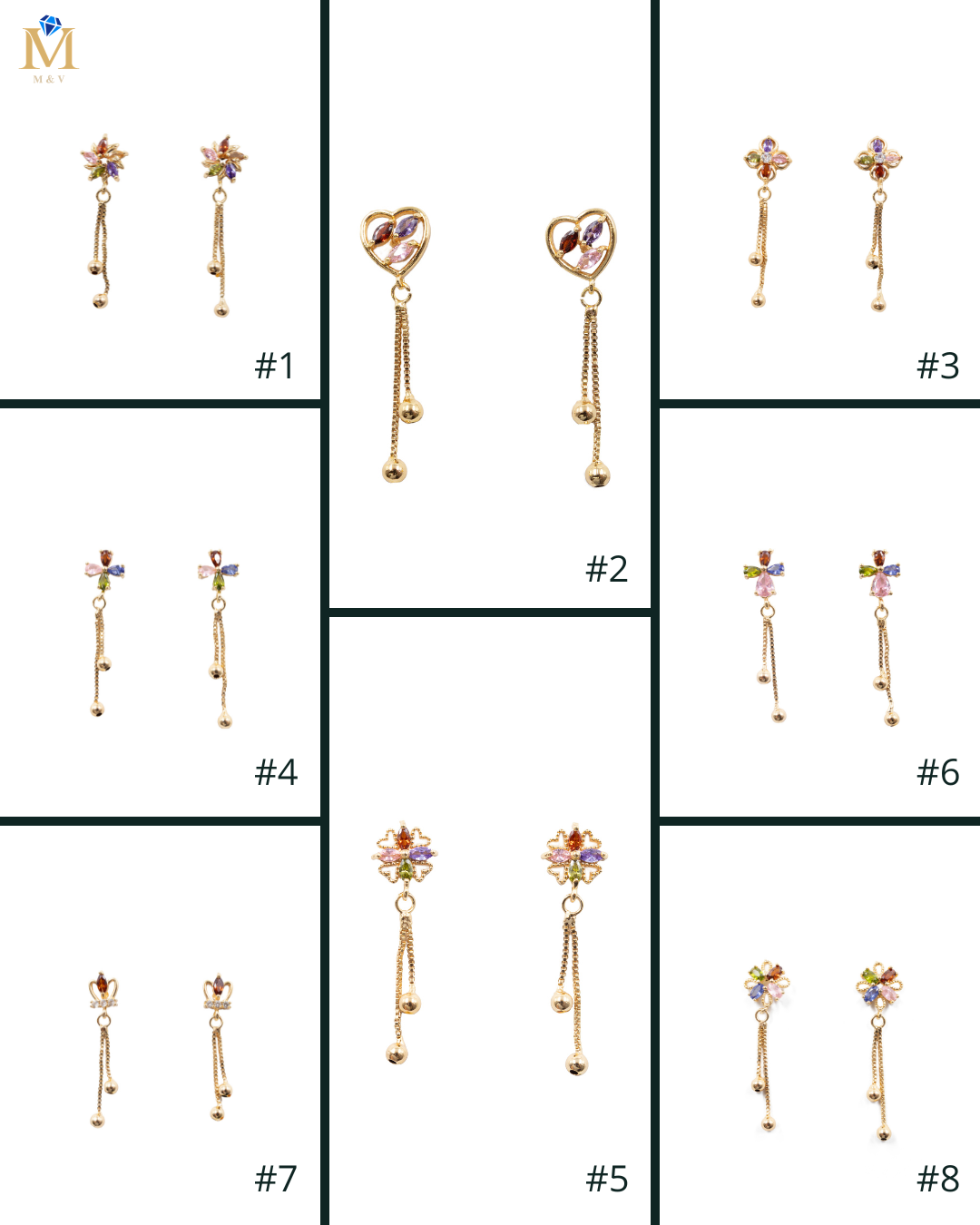 Aretes Dorados Largos M2 Oro Laminado