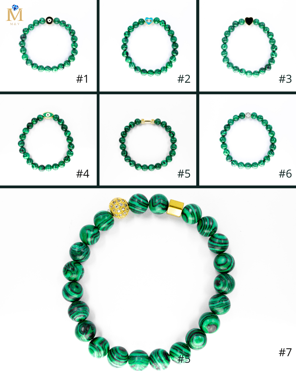 Pulsera de cuentas con Dije M7 Acero Inoxidable