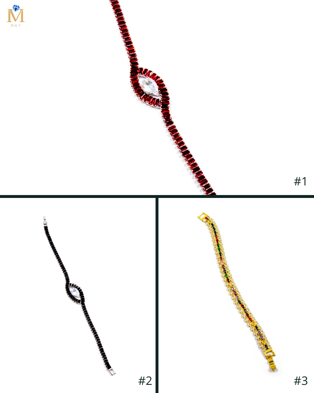 Pulsera de piedras con dije de piedra central M1 Oro Laminado