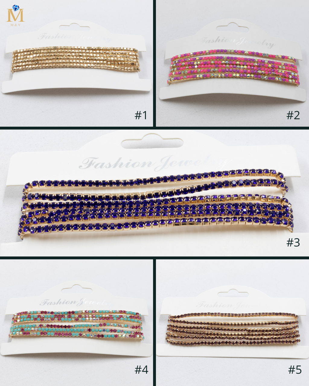 Pulseras de Strass M1 Oro Laminado