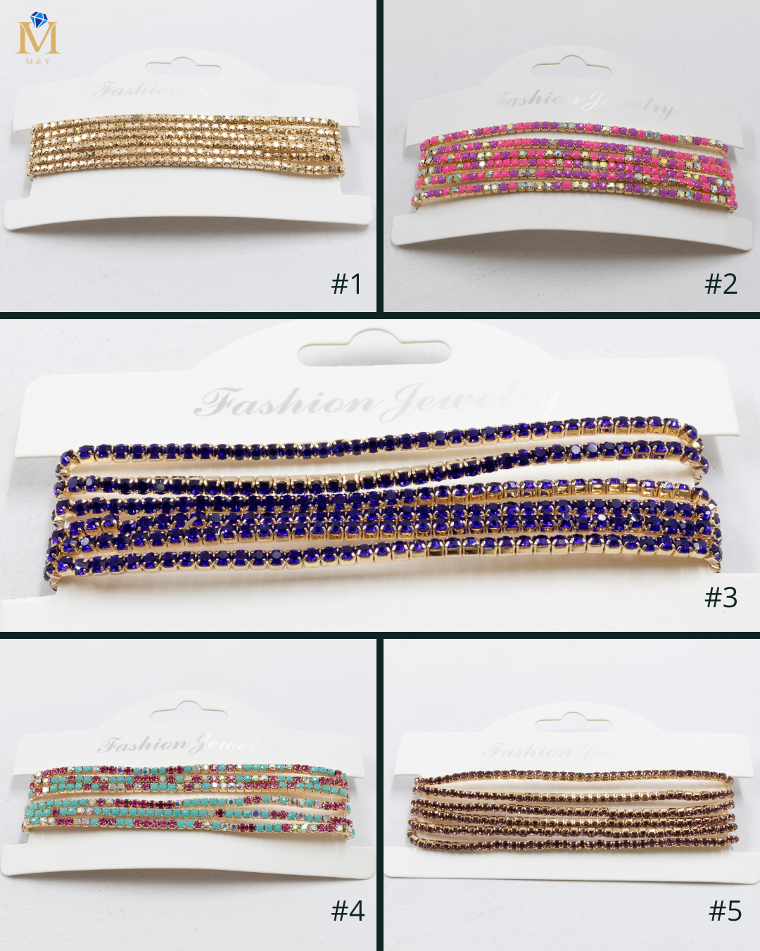 Pulseras de Strass M1 Oro Laminado