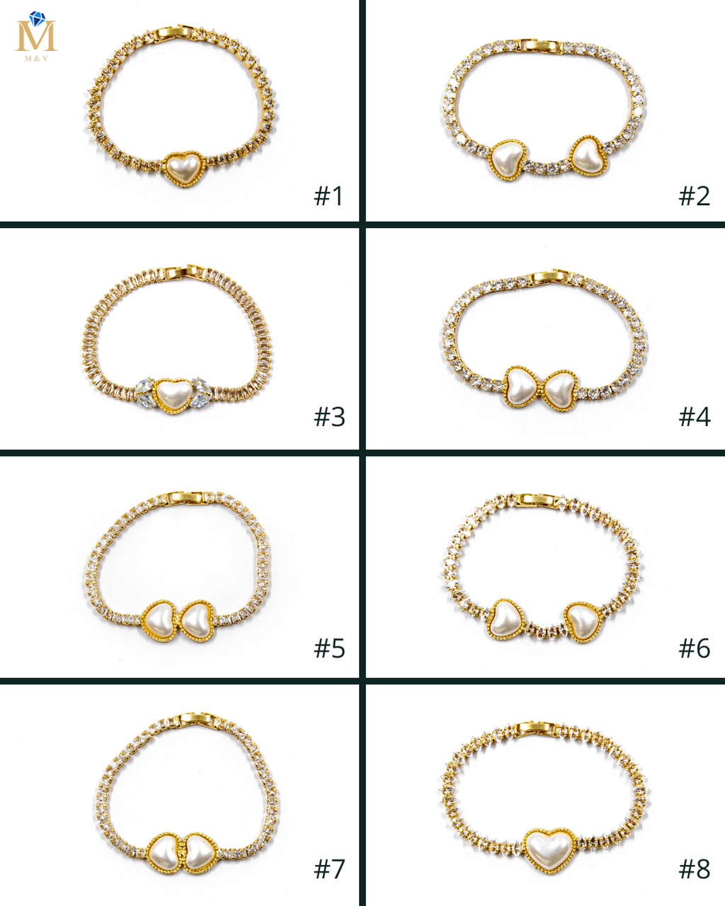 Pulsera dorada de piedras con piedra - M5 Oro Laminado