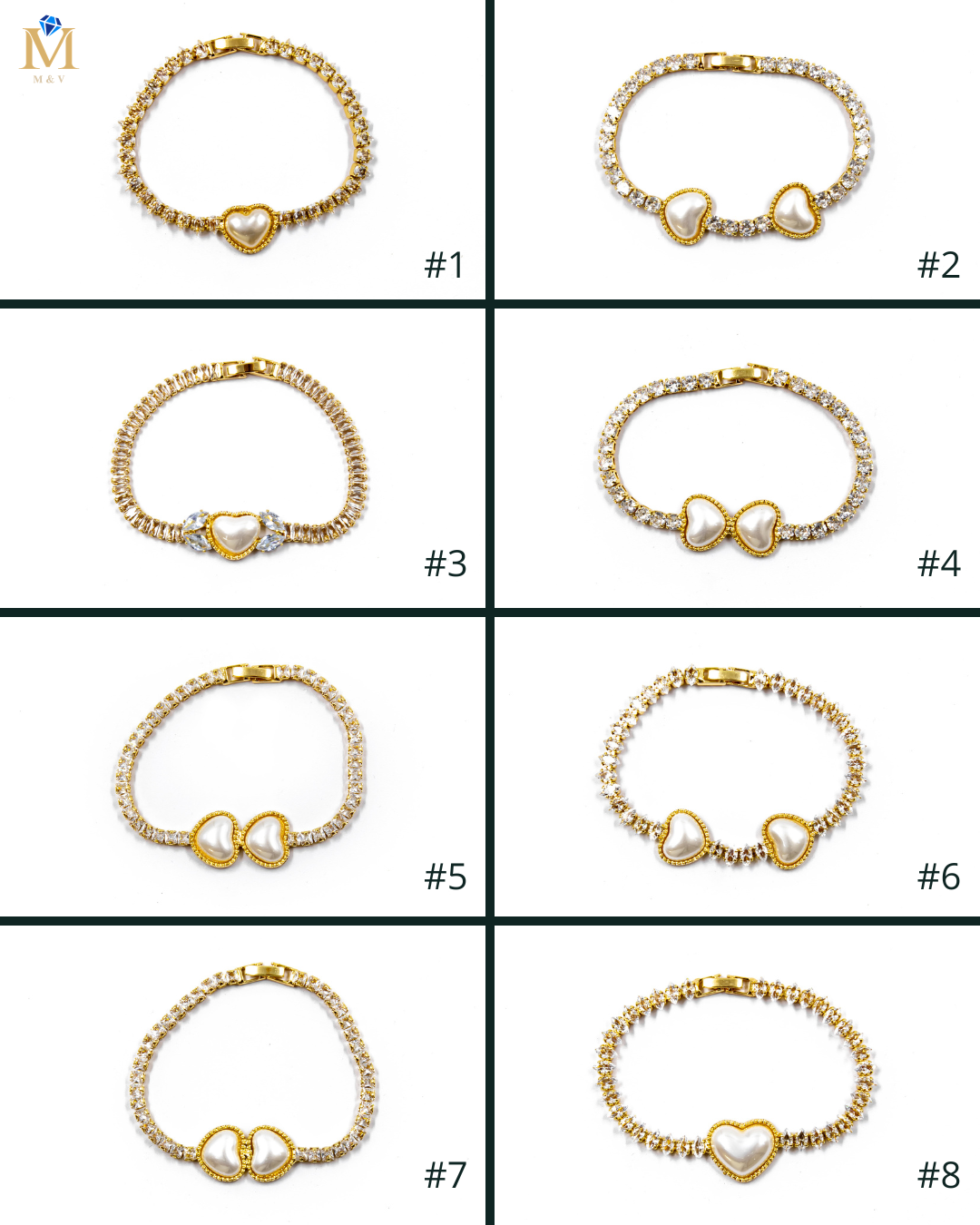 Pulsera dorada de piedras con piedra - M5 Oro Laminado