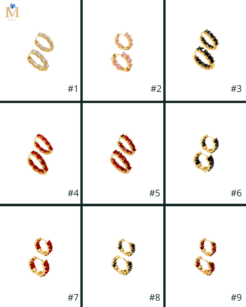 Aretes Huggies con Piedras M2 Oro Laminado
