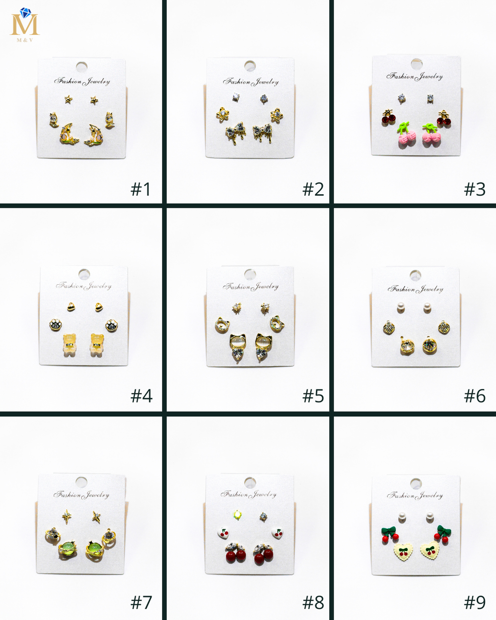 Set Aretes X3 - M6 Oro Laminado
