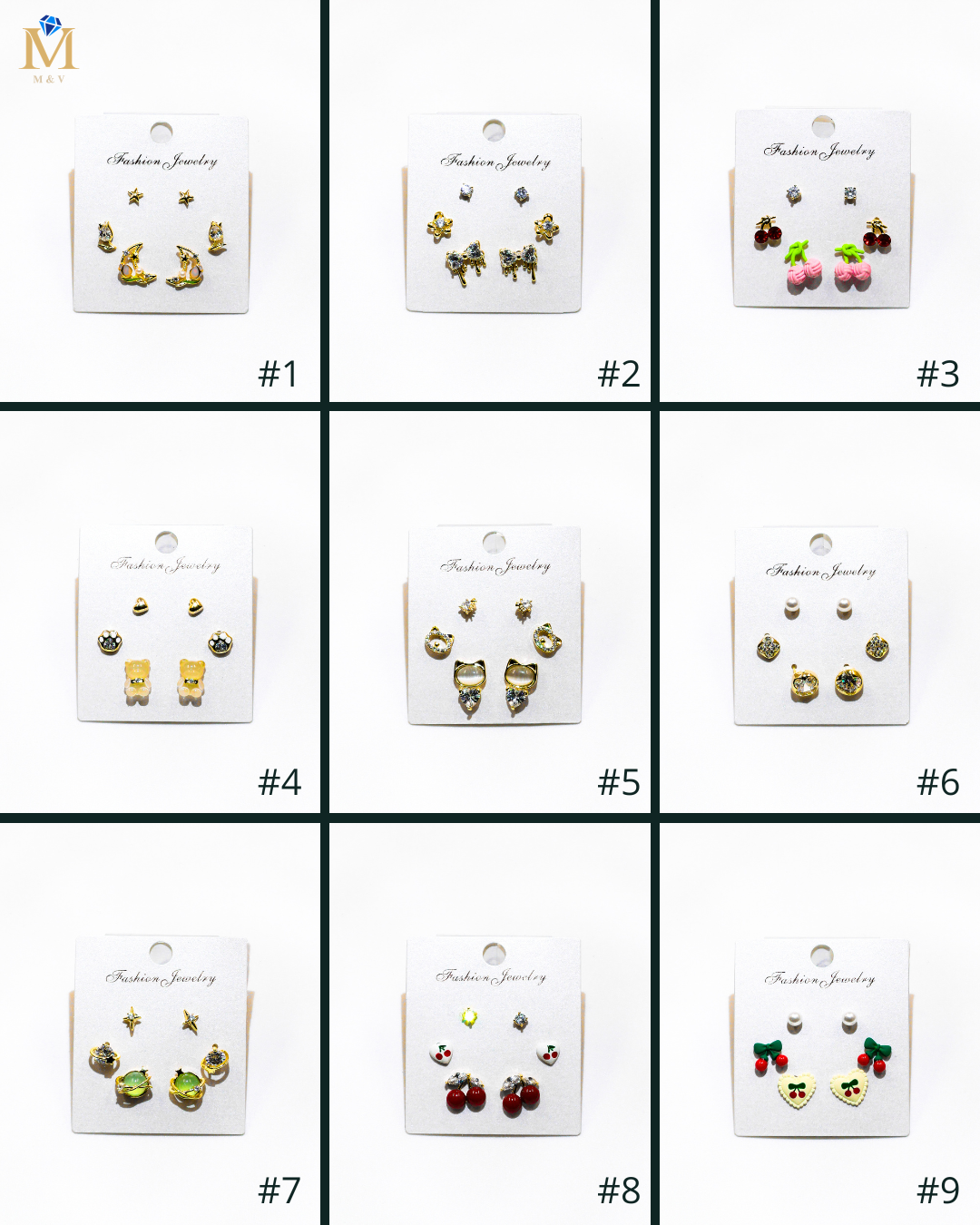 Set Aretes X3 - M6 Oro Laminado