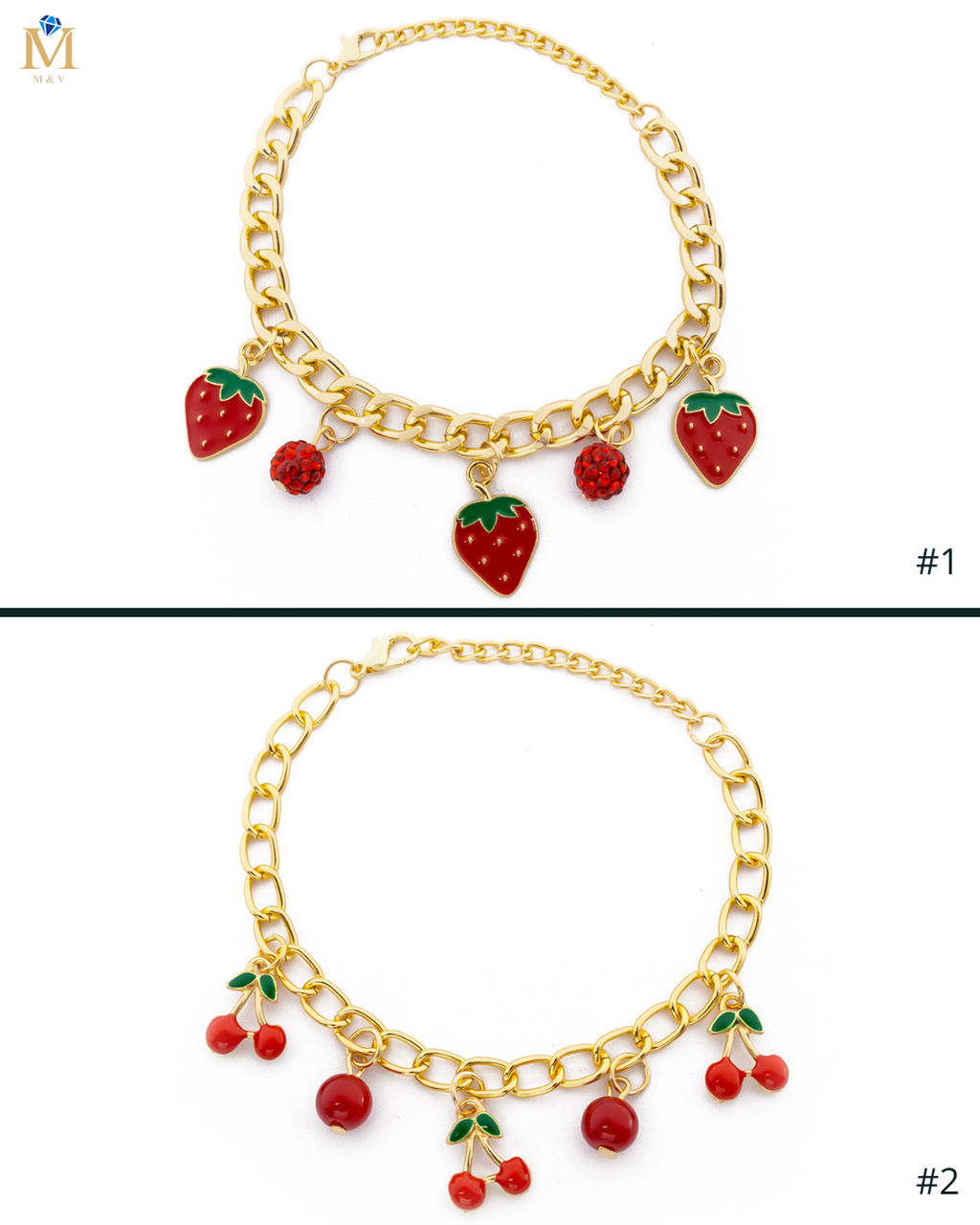 PULSERA DE CEREZA M7 ORO LAMINADO