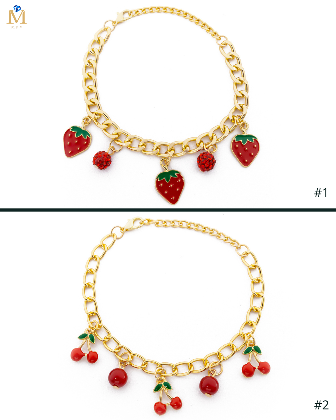 PULSERA DE CEREZA M7 ORO LAMINADO