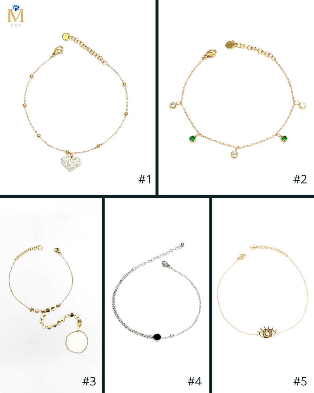 Pulsera Dorada con Dije - M5 Oro Laminado