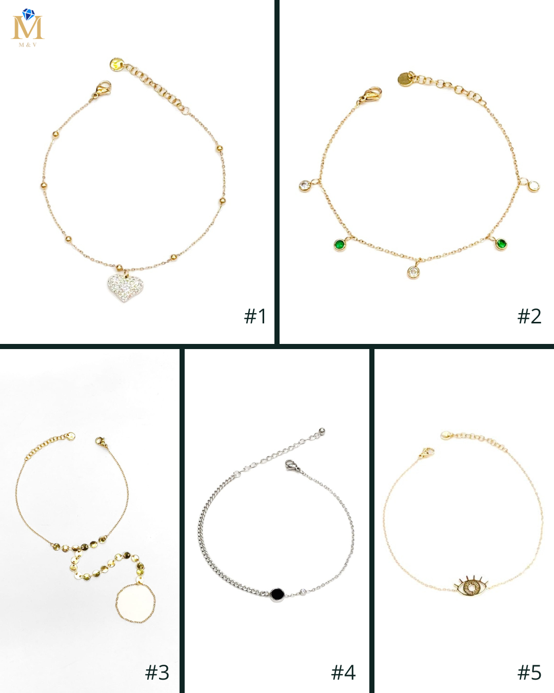 Pulsera Dorada con Dije - M5 Oro Laminado
